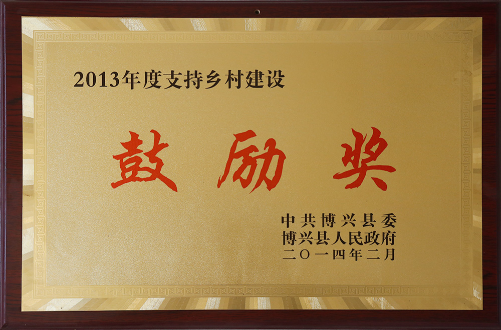 2013年度支持鄉(xiāng)村建設(shè) 鼓勵(lì)獎(jiǎng)